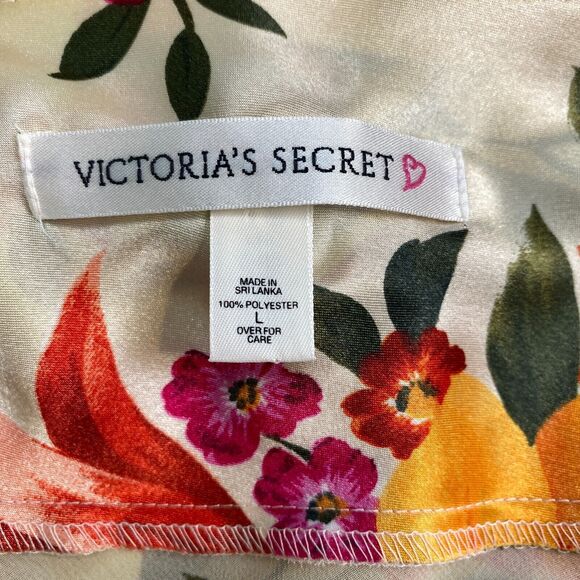 Victorias Secret Robe Chemise Set Womens Large Floral Satin Romantic 2 pc - Picture 9 of 15